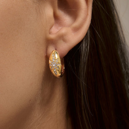 Jingqiao titanium steel earrings, rhinestone eight-pointed star earrings, stainless steel earrings, light luxury and high-end cross-border jewelry wholesale for women