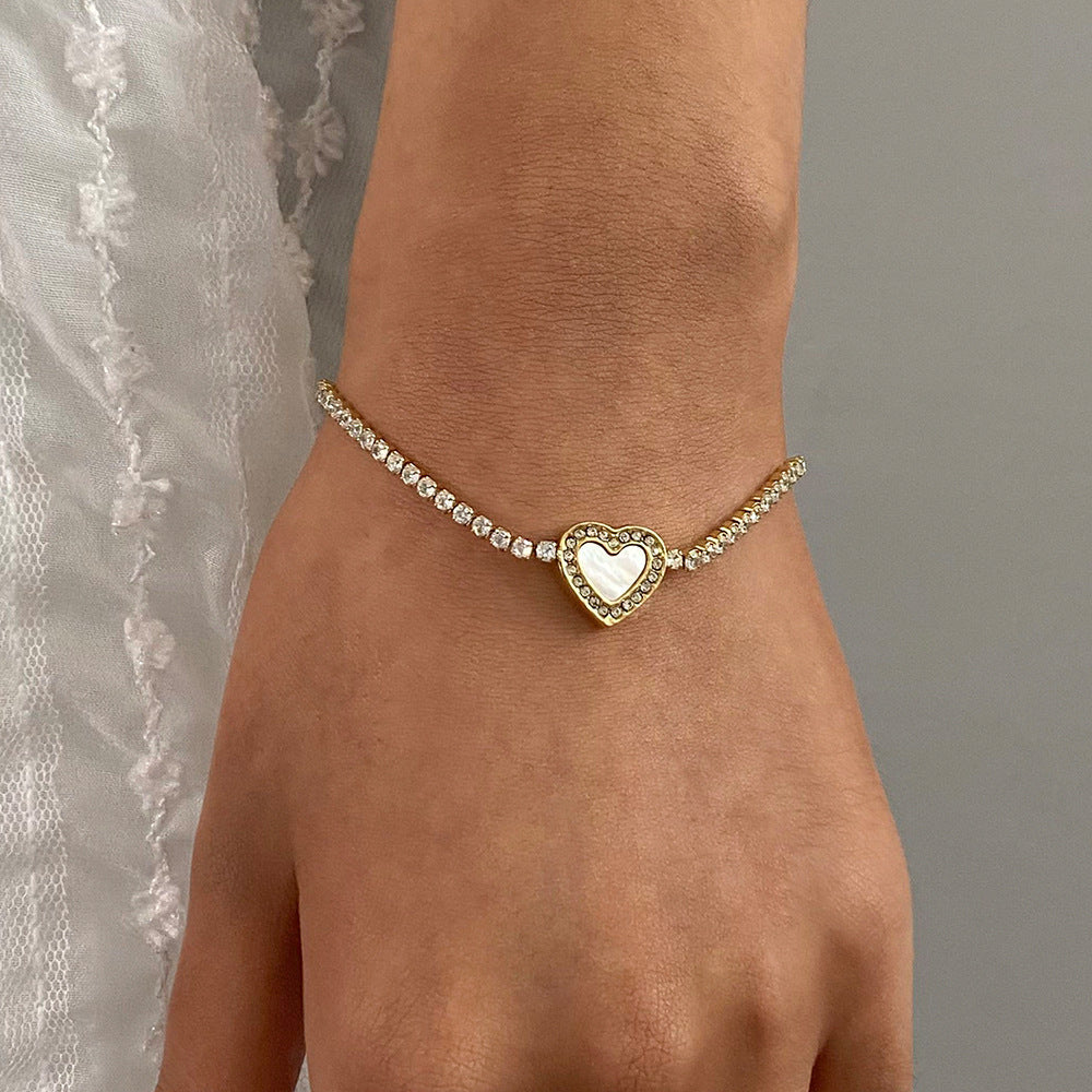 Quiet European and American stainless steel love full diamond bracelet high-end sense bracelet titanium steel hand jewelry cross-border jewelry