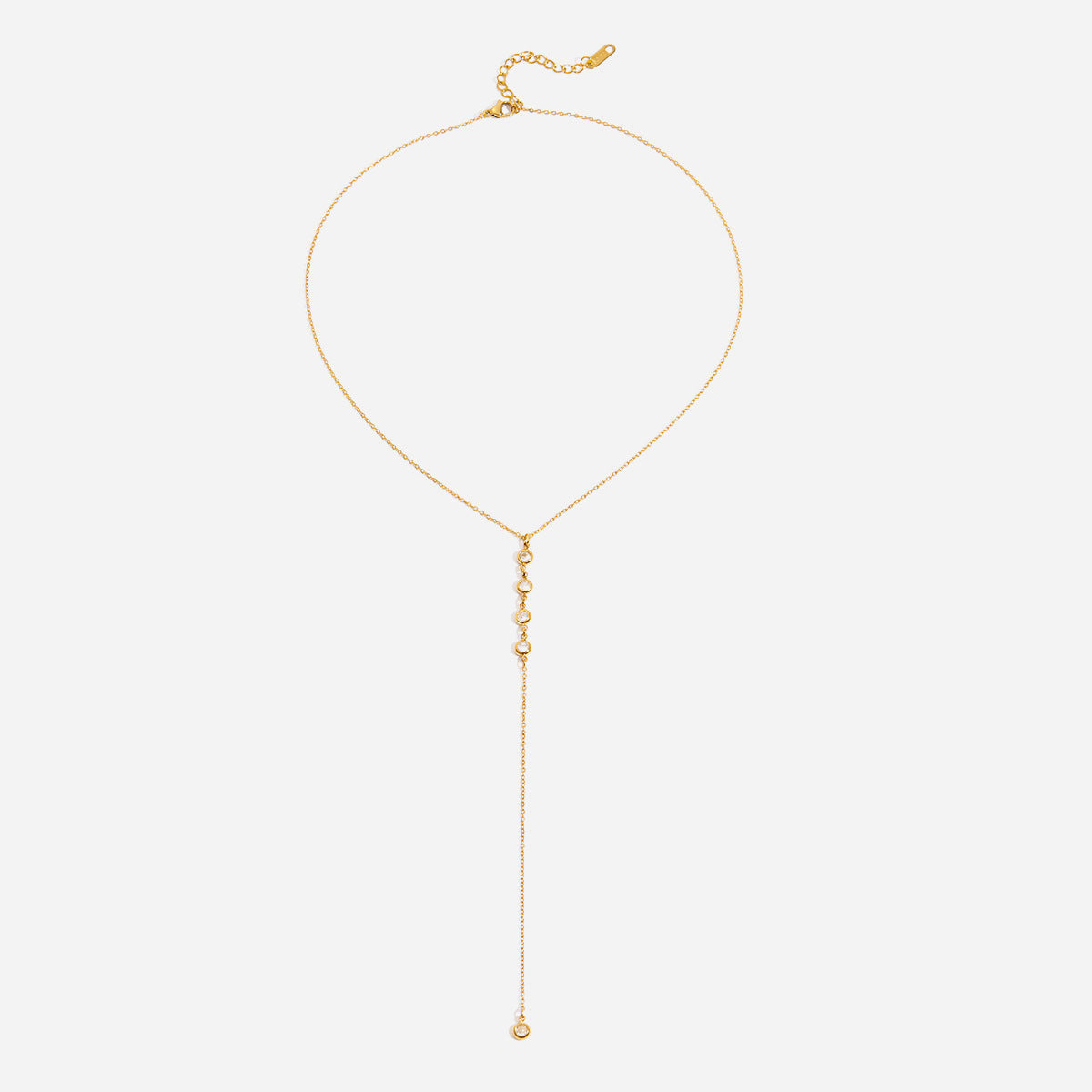 Quiet design modern minimalist 18K gold stainless steel white zircon pendant Y-link stainless steel jewelry wholesale