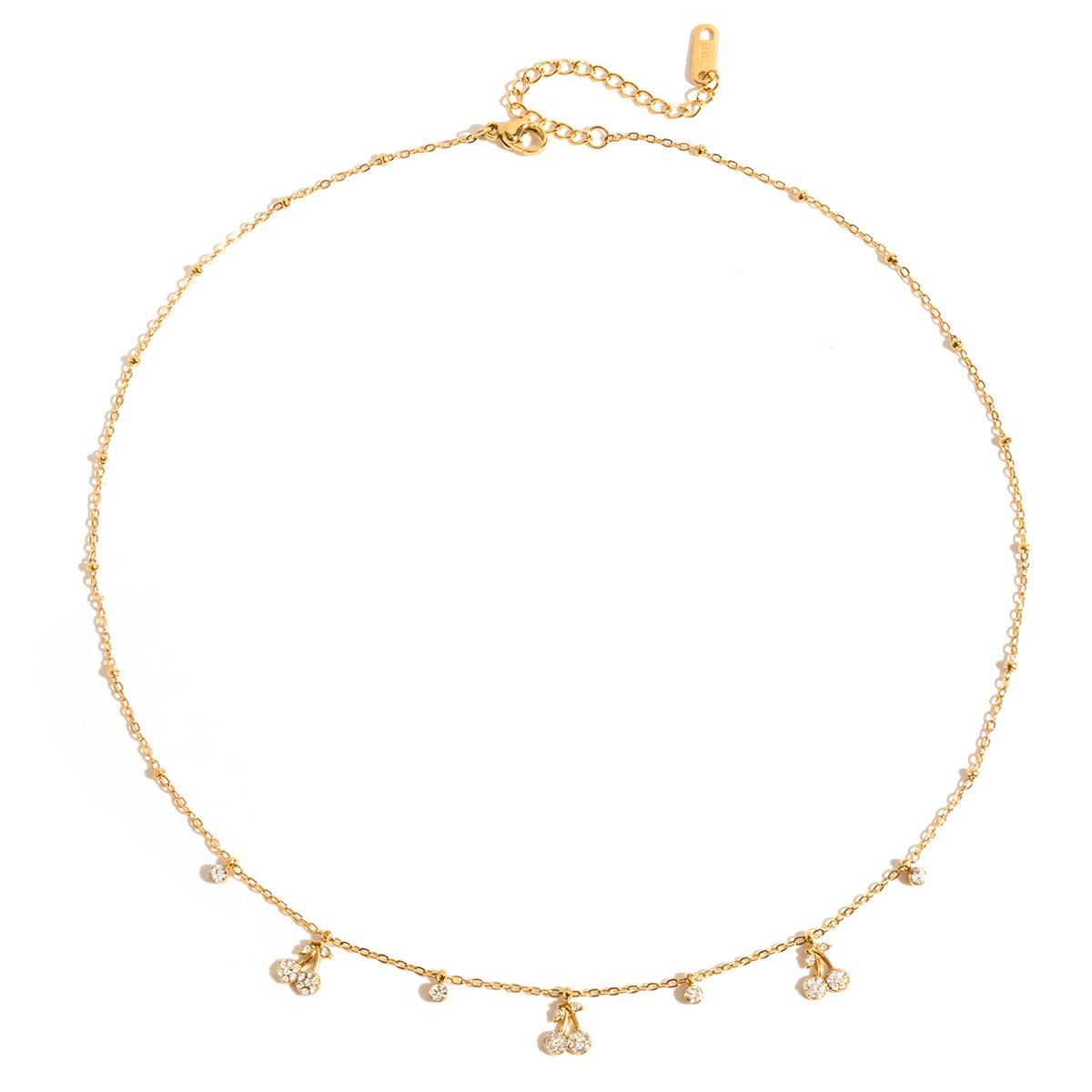 Quiet design classic style 18K gold stainless steel with white diamond cherry pendant necklace stainless steel jewelry wholesale