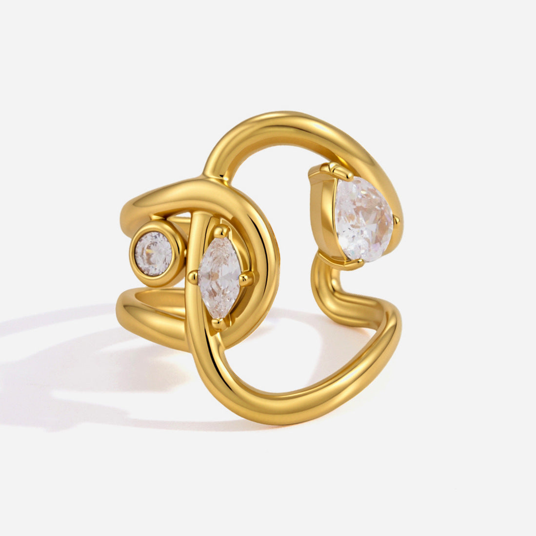 Jingqiao zircon ring, niche high-end feel, titanium steel color-resistant hand ornaments, INS women's stainless steel cross-border jewelry wholesale