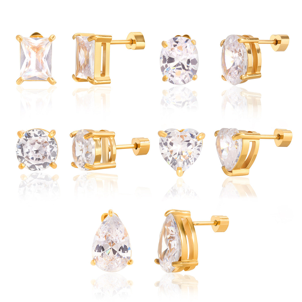 White Gold Stud Earrings