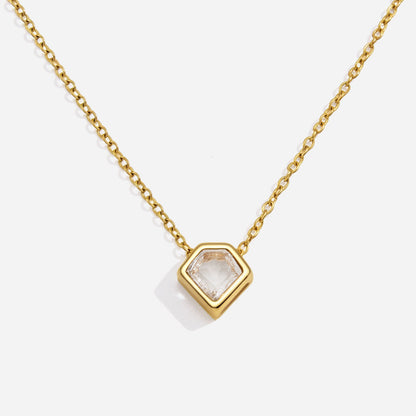 Jingqiao titanium steel necklace, light luxury niche collarbone chain zircon pendant, O-shaped stainless steel necklace for women, European and American cross-border accessories