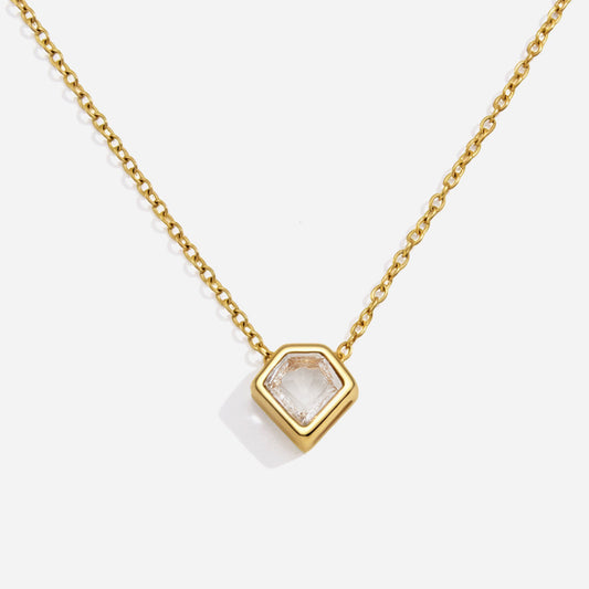 Jingqiao titanium steel necklace, light luxury niche collarbone chain zircon pendant, O-shaped stainless steel necklace for women, European and American cross-border accessories