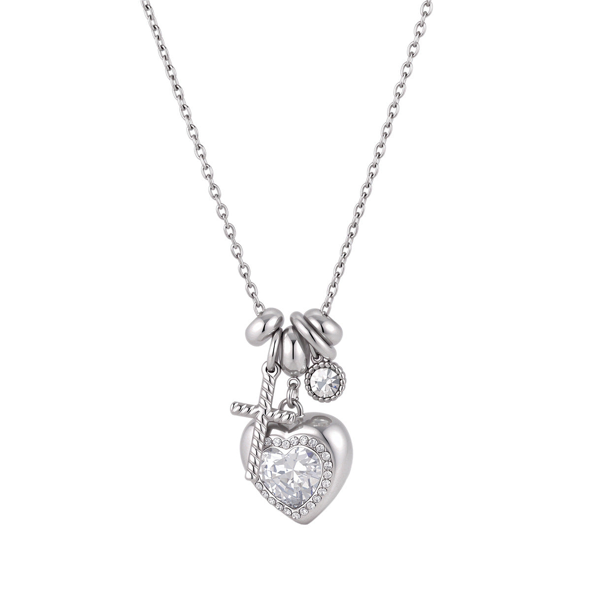 Cross Heart Pendant Necklace