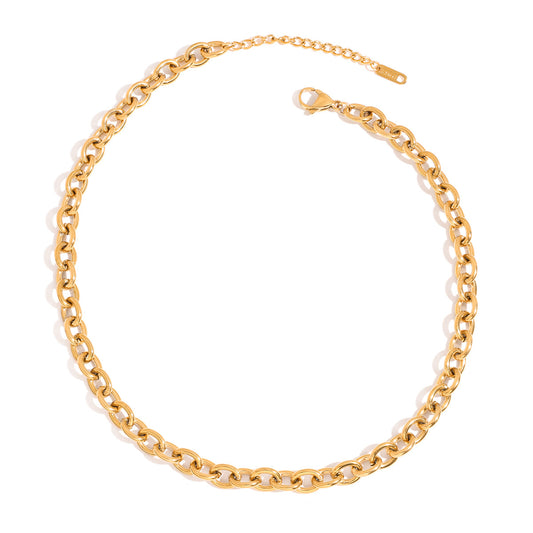 Quiet design, European and American modern classic 18K gold stainless steel thickened round line cross chain necklace stainless steel jewelry