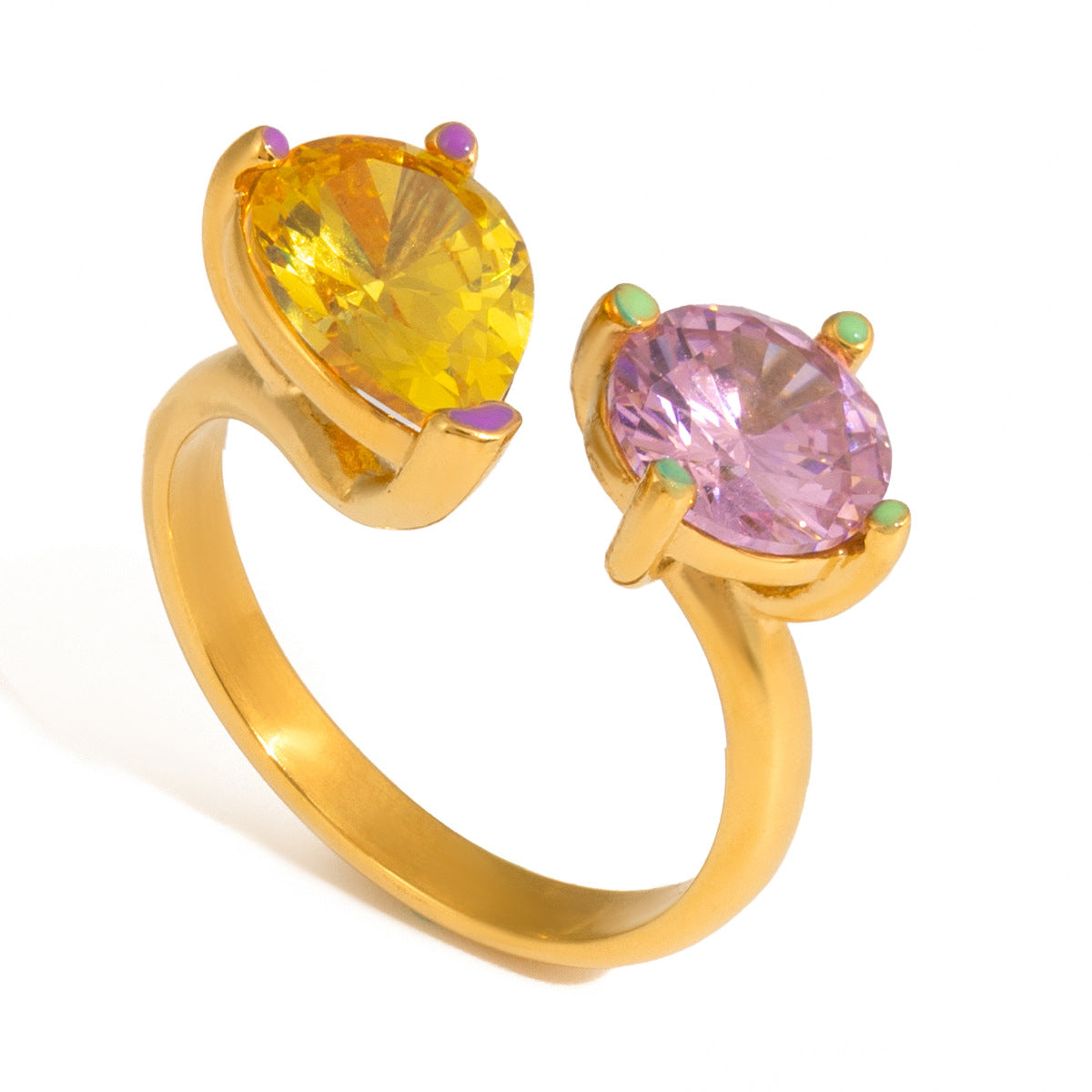 Jingqiao sweet feng shui-drop zircon titanium steel ring that doesn't fade, niche and high-end stainless steel cross-border jewelry for women