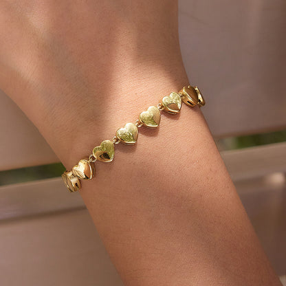 Jingqiao European and American stainless steel heart bracelet, light luxury niche hand accessory, high-end layered cross-border popular accessories, wholesale