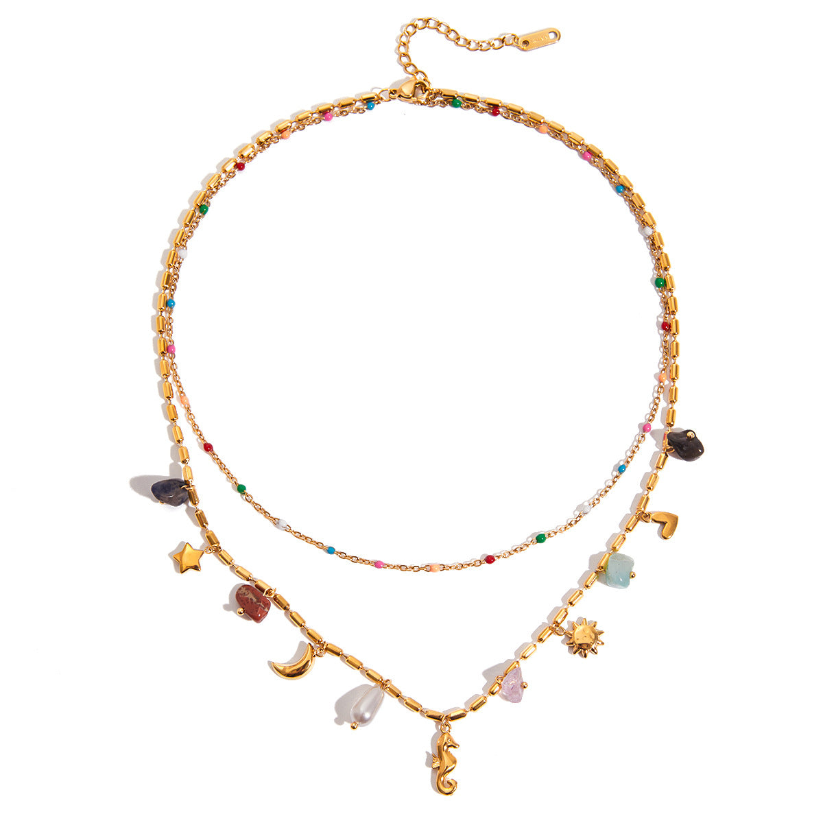 Jingqiao Design vacation-style 18K gold stainless steel pearl heart cross with white diamond cross pendant necklace