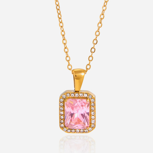 Pink Square Necklace