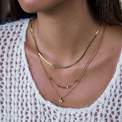 Jingqiao multi-layer zircon stainless steel necklace, light luxury, high-end collarbone chain, titanium steel jewelry, cross-border accessories for women