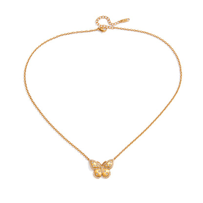 Rhinestone Butterfly Necklace