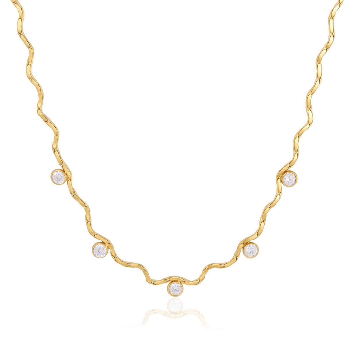 Jingqiao titanium steel zircon necklace accessories for women, colorless light luxury niche collarbone chain, stainless steel cross-border accessories wholesale