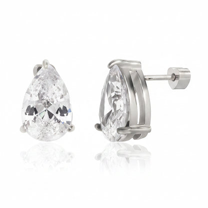 White Silver Stud Earrings