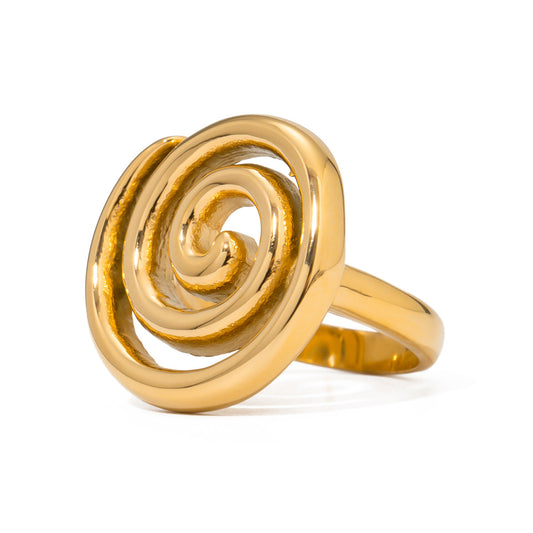Quiet design, personality, light luxury, temperament does not fade, 18k gold stainless steel thread rotating ring jewelry wholesale
