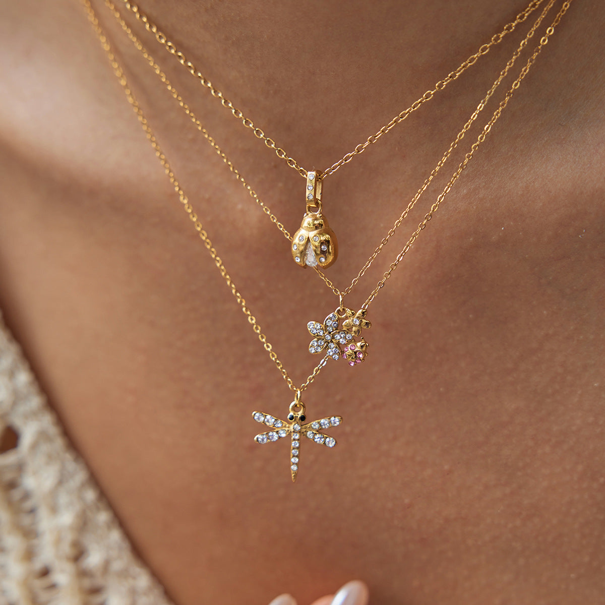 Ladybug Dragonfly Necklace