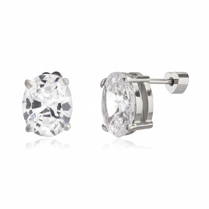 White Silver Stud Earrings