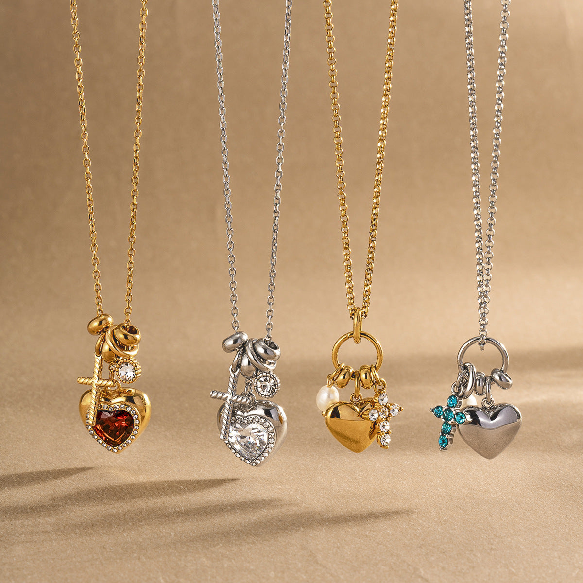 Cross Heart Pendant Necklace