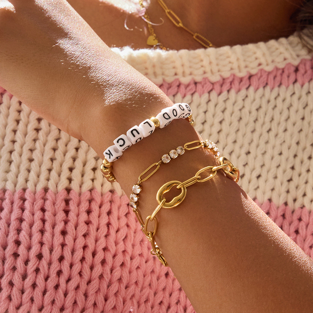 Jingqiao Design Sense - Modern Minimalist 18K Gold Stainless Steel O-Shaped Basic Chain Stainless Steel Bracelet Jewelry Wholesale
