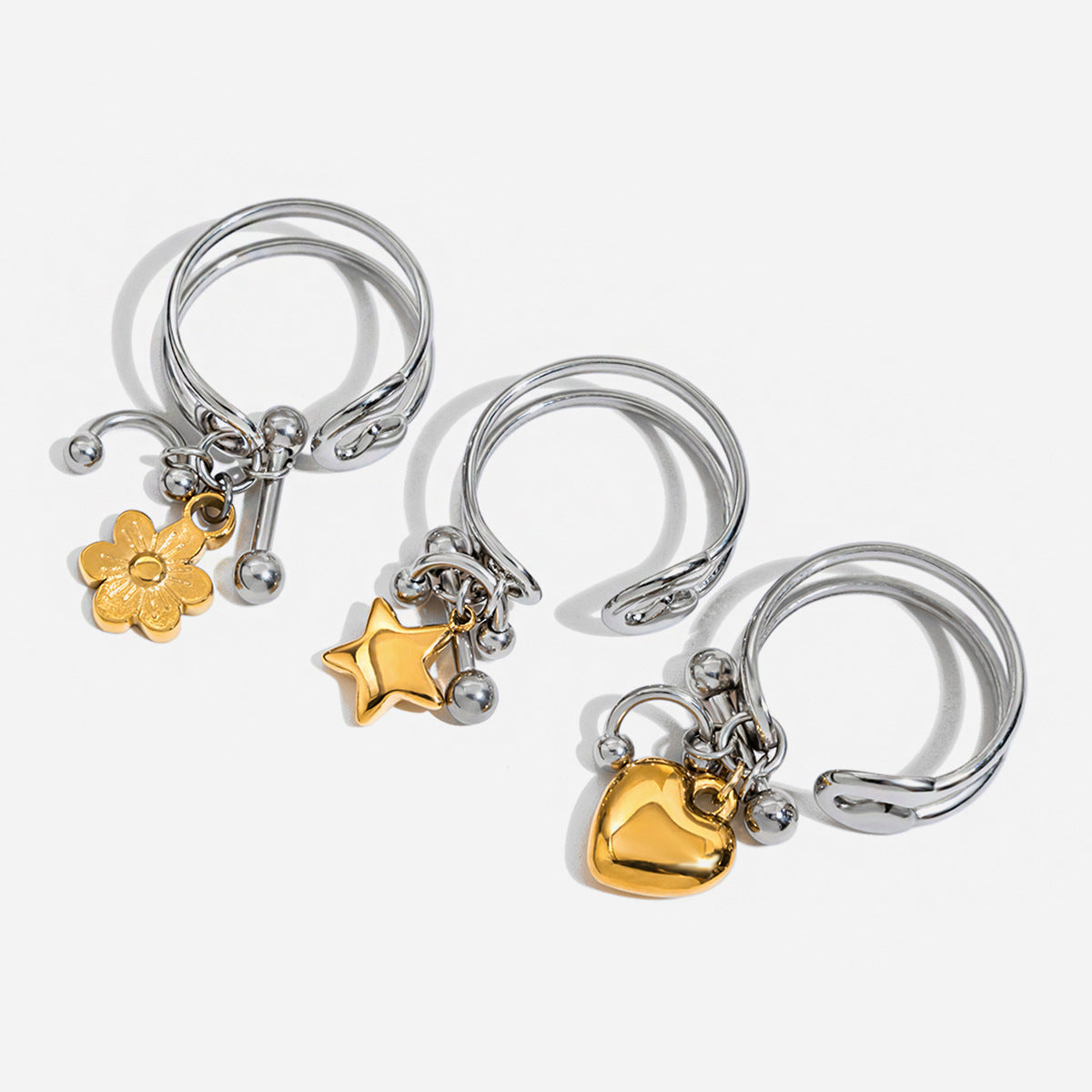 Piercing Gold And Silver Ring