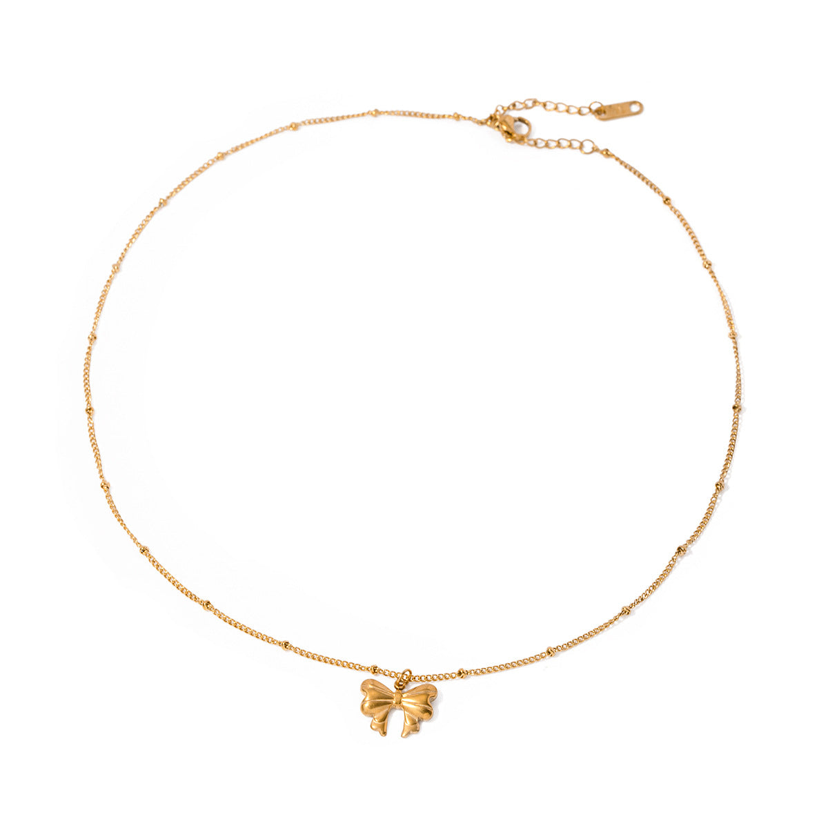 European and American cross-border fashion, high-end, versatile, exquisite light luxury, European and American 18K gold stainless steel bead chain butterfly pendant necklace