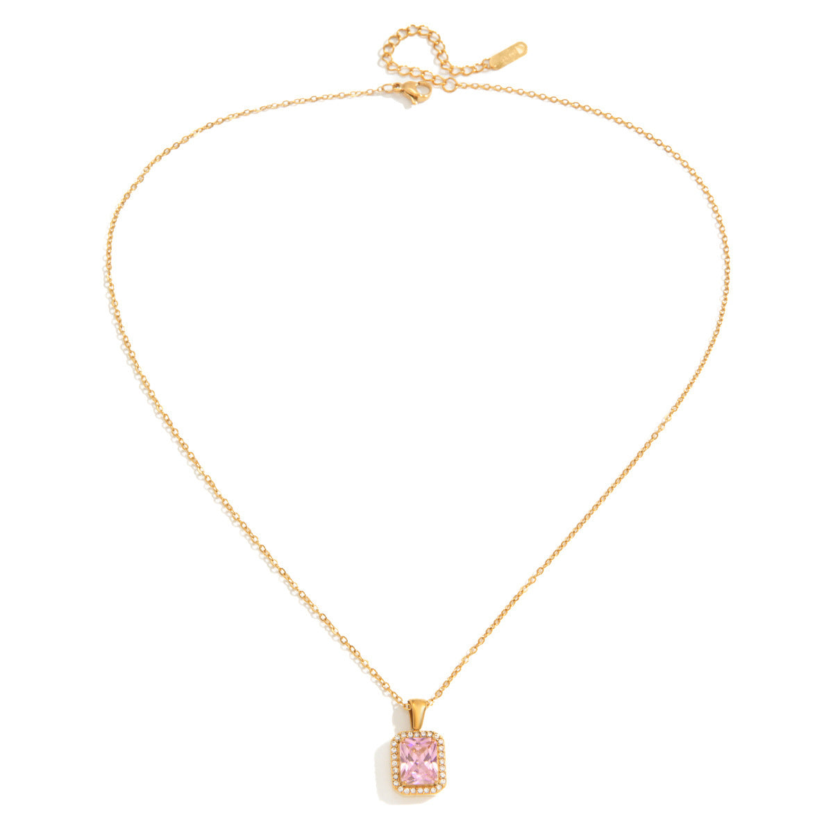 Pink Square Necklace