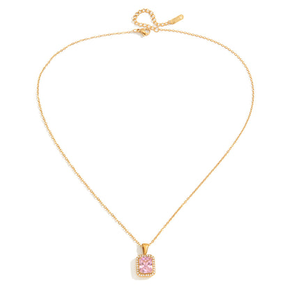 Pink Square Necklace