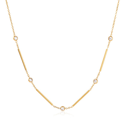Jingqiao European and American cross-border stainless steel 18k gold geometric necklace, niche design, zircon in-style high-end necklace