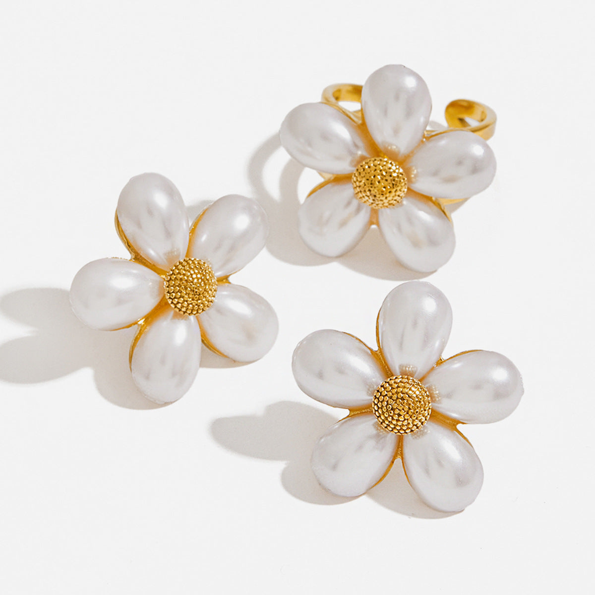 Pearl Petal Ring, Earrings