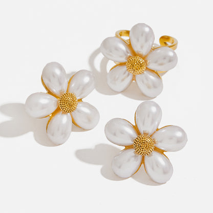 Pearl Petal Ring, Earrings
