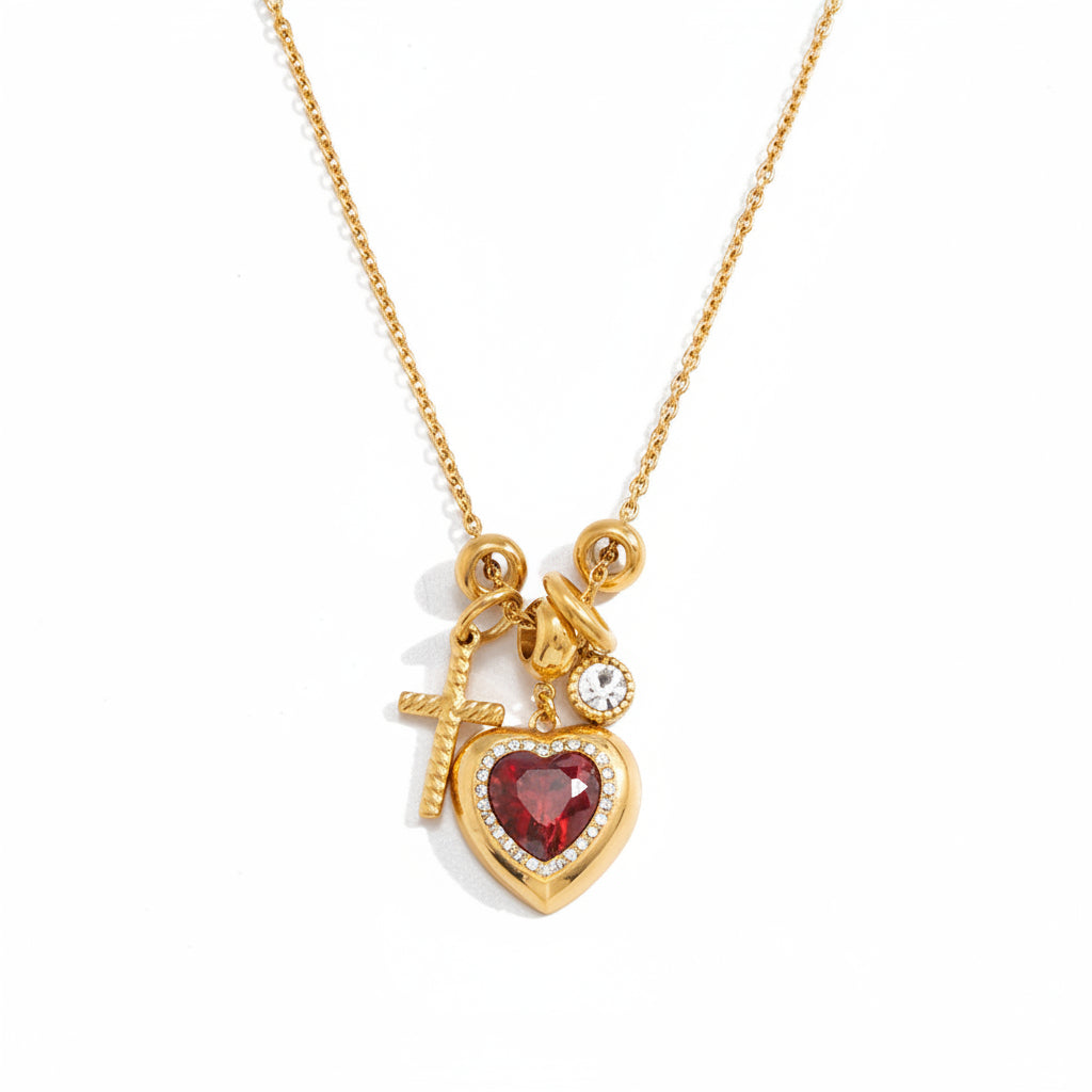 Cross Heart Pendant Necklace