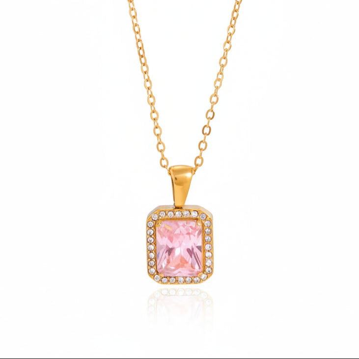Pink Square Necklace