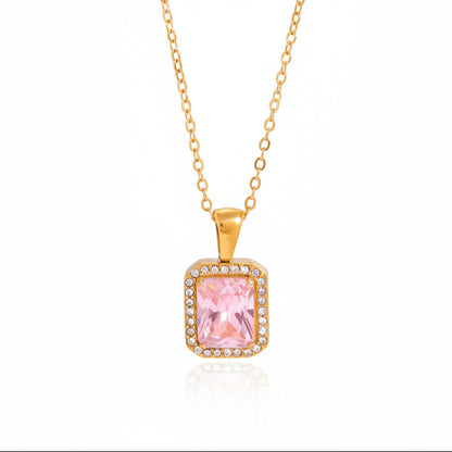 Pink Square Necklace