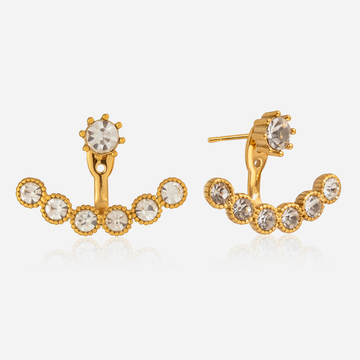 Jingqiao 18K gold 316 stainless steel rhinestone earrings, light luxury and high-end design, niche cross-border women's accessories