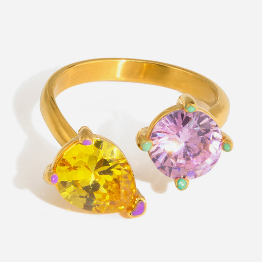 Jingqiao sweet feng shui-drop zircon titanium steel ring that doesn't fade, niche and high-end stainless steel cross-border jewelry for women
