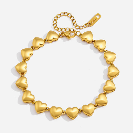 Jingqiao European and American stainless steel heart bracelet, light luxury niche hand accessory, high-end layered cross-border popular accessories, wholesale