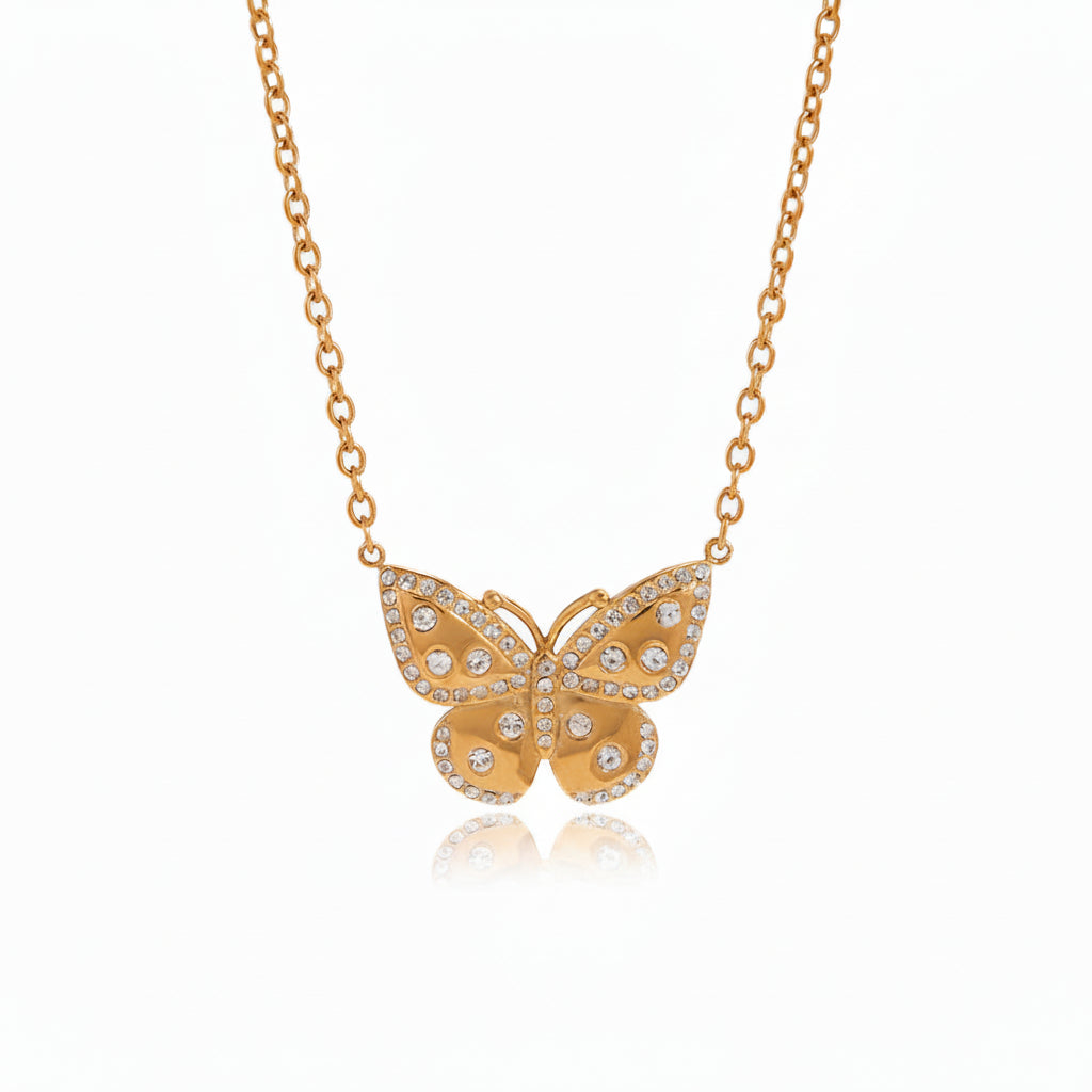 Rhinestone Butterfly Necklace