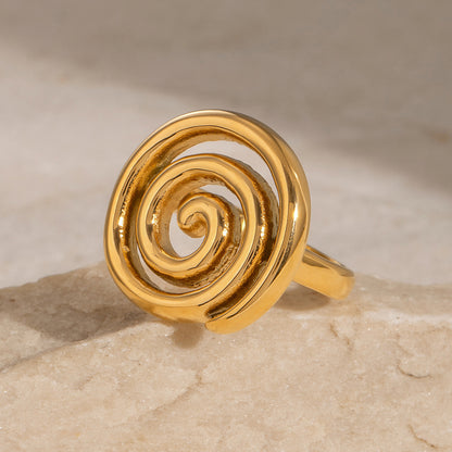 Quiet design, personality, light luxury, temperament does not fade, 18k gold stainless steel thread rotating ring jewelry wholesale