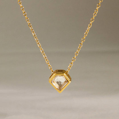 Jingqiao titanium steel necklace, light luxury niche collarbone chain zircon pendant, O-shaped stainless steel necklace for women, European and American cross-border accessories