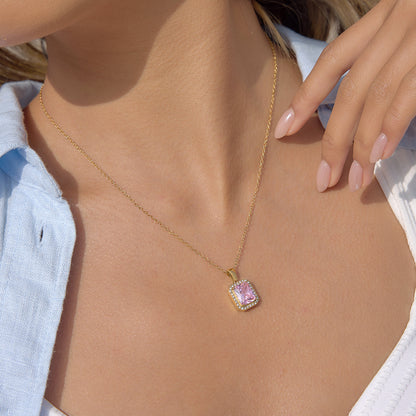 Pink Square Necklace
