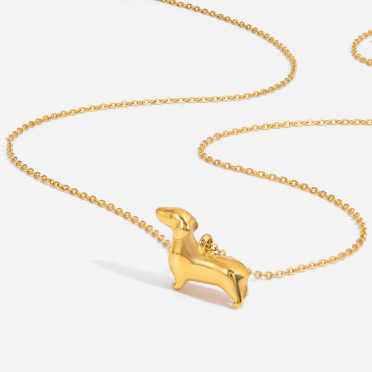 Quiet and sweet style stainless steel cute dog necklace accessories women's sweater chain light luxury luxury cross-border jewelry design