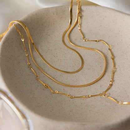 Jingqiao European and American stainless steel 18K three-layer necklace is uniquely fashionable and unique, layered Y-shaped chain that won't fade and is a hot seller across borders