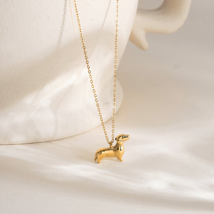 Quiet and sweet style stainless steel cute dog necklace accessories women's sweater chain light luxury luxury cross-border jewelry design