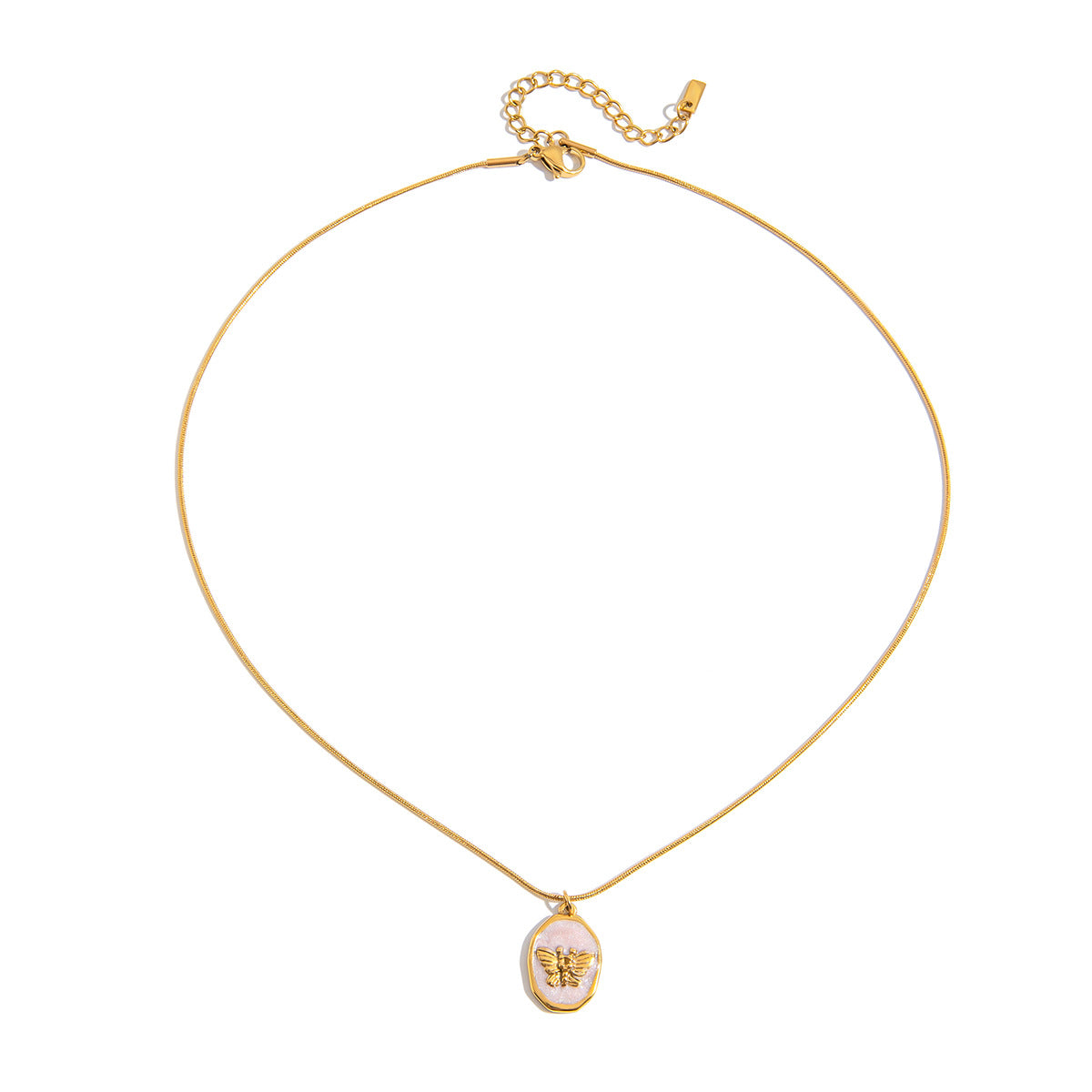 Quiet design, sweet and romantic, 18K gold stainless steel pale pink oil dripping butterfly pendant stainless steel necklace