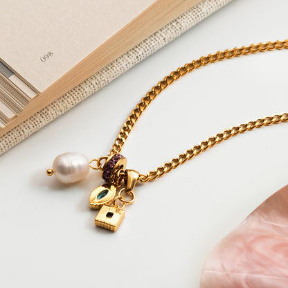 Jingqiao European and American zircon diamond ring necklace accessories for women, stainless steel jewelry, light luxury high-end cross-border accessories, niche designs