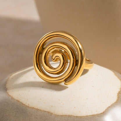 Quiet design, personality, light luxury, temperament does not fade, 18k gold stainless steel thread rotating ring jewelry wholesale