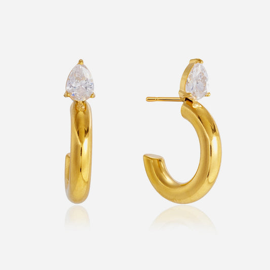 Jingqiao titanium steel zircon C-shaped earrings niche high-end earrings with fading stainless steel accessories for women's cross-border products