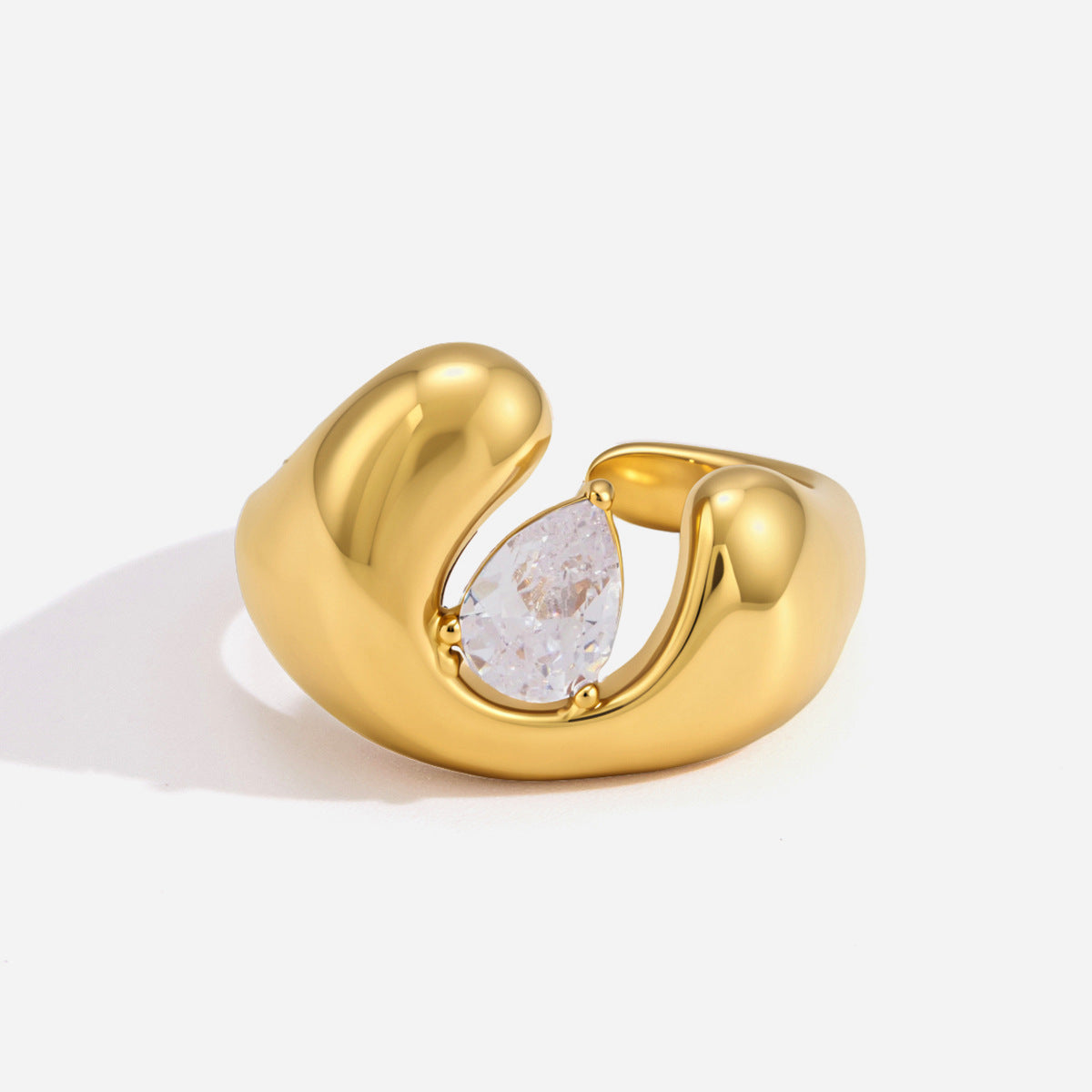 Jingqiao stainless steel 18k gold zircon ring, titanium steel color-resistant hand accessory, niche high-end jewelry, cross-border wholesale