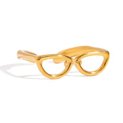 Quiet design vacation style 18K gold stainless steel sunglasses adjustable stainless steel opening ring jewelry wholesale