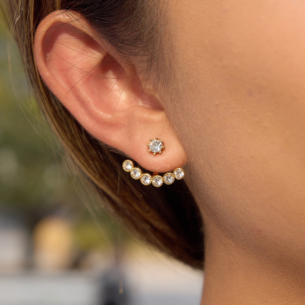 Jingqiao 18K gold 316 stainless steel rhinestone earrings, light luxury and high-end design, niche cross-border women's accessories